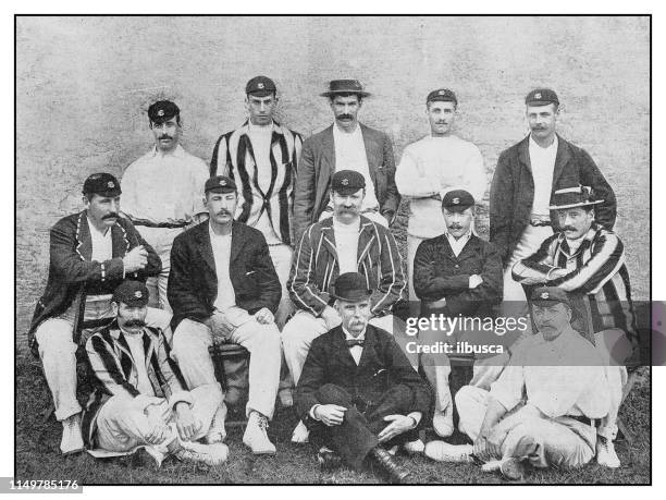 antique photo: surrey cricketers - england cricket stock illustrations