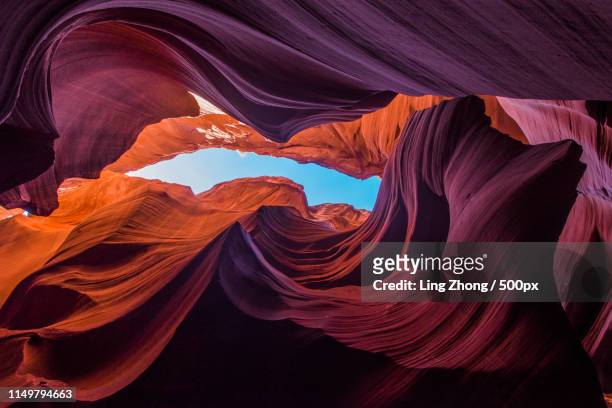 lady dancing in the wind - slot canyon stockfoto's en -beelden