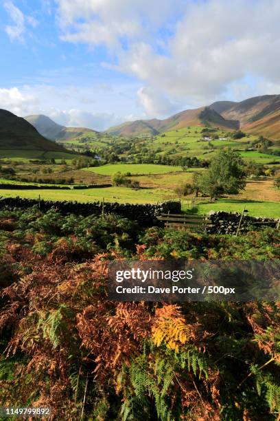 autumn view through the newlands valley, allerdale, lake distric - north west province south africa stock pictures, royalty-free photos & images