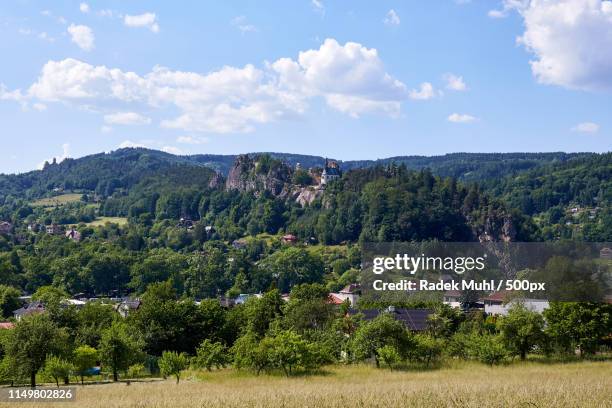 ruin of the vranov castle near jizera river - skala stock pictures, royalty-free photos & images