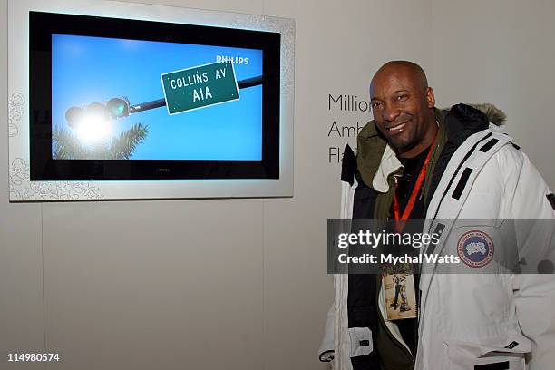 John Singleton with Millionth Ambilight Flat TV during 2007 Park City - Philips Lounge at Village at the Lift - Day 6 at Philips Lounge in Park City,...