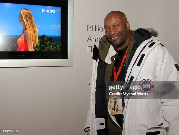 John Singleton with Millionth Ambilight Flat TV during 2007 Park City - Philips Lounge at Village at the Lift - Day 6 at Philips Lounge in Park City,...