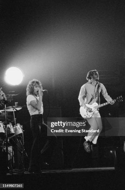 British rock band The Who performing live during the concert tour supporting 'The Who By Numbers' at Wembley Arena, London, UK, 24th October 1975.