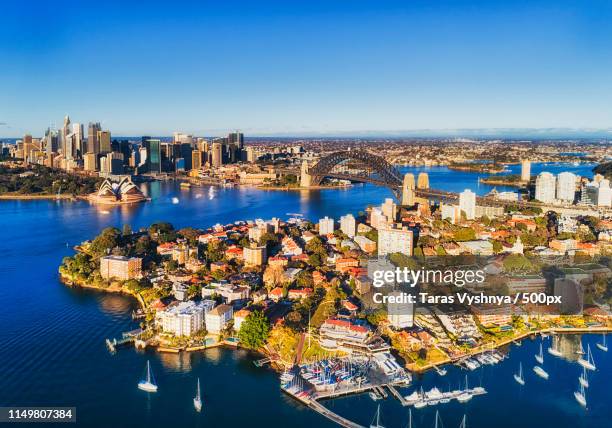 air-real - sydney harbour bridge stock pictures, royalty-free photos & images