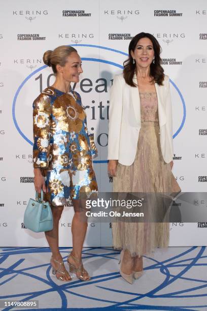 Eva Kruse, President and CEO, Global Fashion Agenda and Mary, Crown Princess of Denmark attend the Copenhagen Fashion Summit Celebration Dinner at...