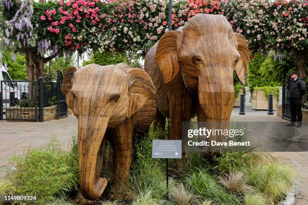 Elephants part of a colourful celebration of All Things India at Bicester Village on May 17, 2019 in Bicester, England.