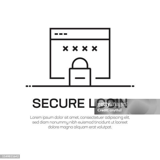 secure login vector line icon - simple thin line icon, premium quality design element - computer registration stock illustrations