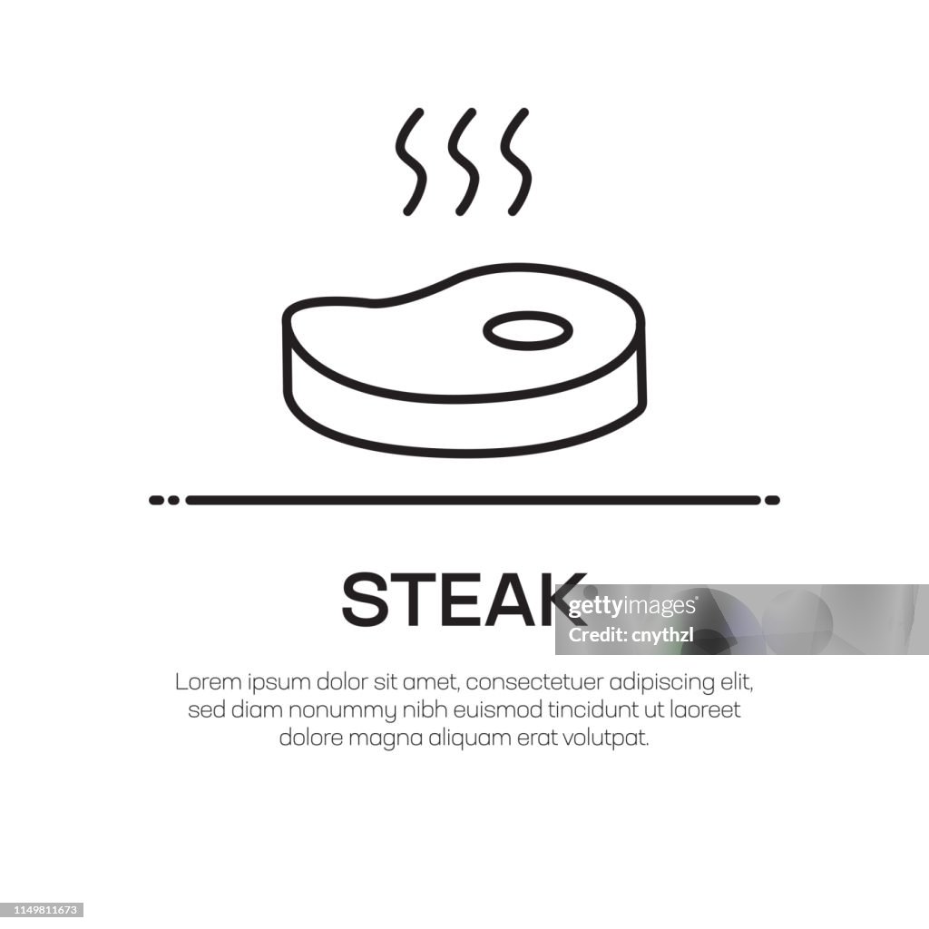 Steak Vector Line Icon - Simple Thin Line Icon, Premium Quality Design Element