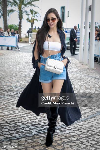 Sririta Jensen is seen leaving the Martinez hotel during the 72nd annual Cannes Film Festival at on May 17, 2019 in Cannes, France.