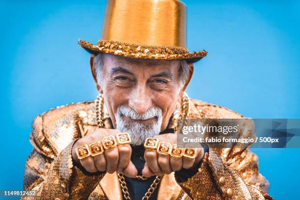 eccentric senior man portrait - fabolous rapper stock pictures, royalty-free photos & images