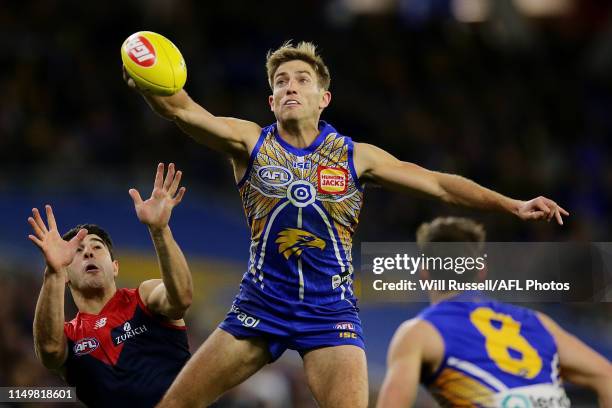 Brad Sheppard of the Eagles in action during the round nine AFL match between the West Coast Eagles and the Melbourne Demons at Optus Stadium on May...