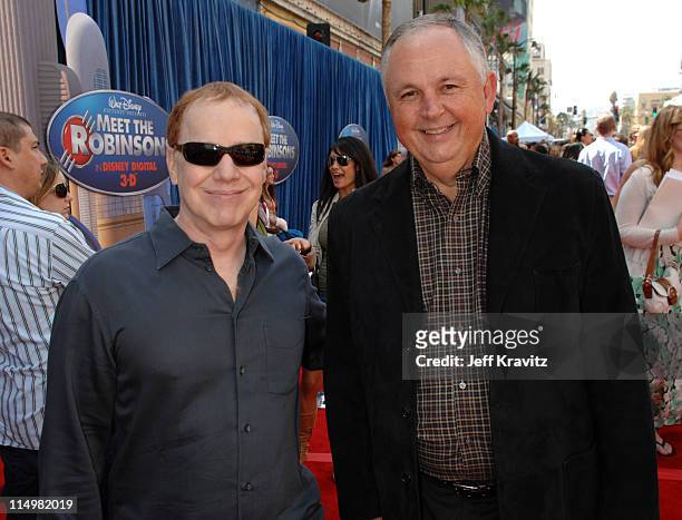 Danny Elfman and Dick Cook during "Meet The Robinsons" Los Angeles Premiere - Red Carpet at El Capitan Theatre in Hollywood, California, United...