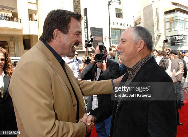 Tom Selleck and Dick Cook during "Meet The Robinsons" Los Angeles Premiere - Red Carpet at El Capitan Theatre in Hollywood, California, United States.