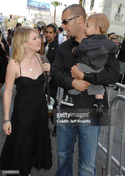 Melissa Joan Hart, Mark Wilkerson and son during "Meet The Robinsons" Los Angeles Premiere - Red Carpet at El Capitan Theatre in Hollywood,...