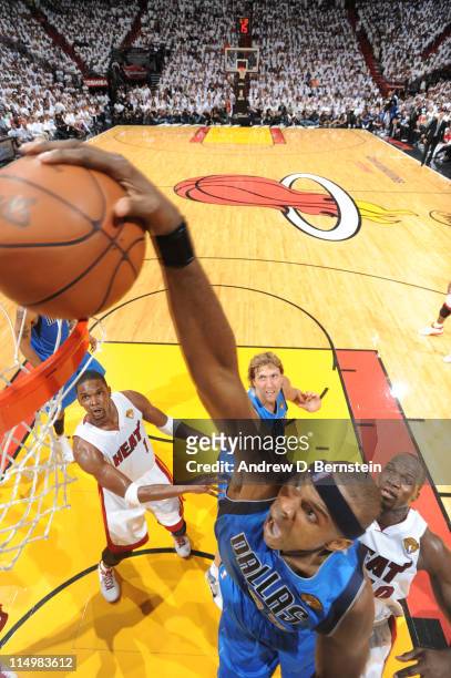 Brendan Haywood of the Dallas Mavericks dunks against the Miami Heat during Game One of the 2011 NBA Finals on May 31, 2011 at the American Airlines...