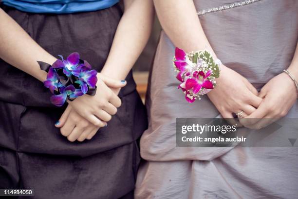 prom friends - high school prom corsage stock pictures, royalty-free photos & images