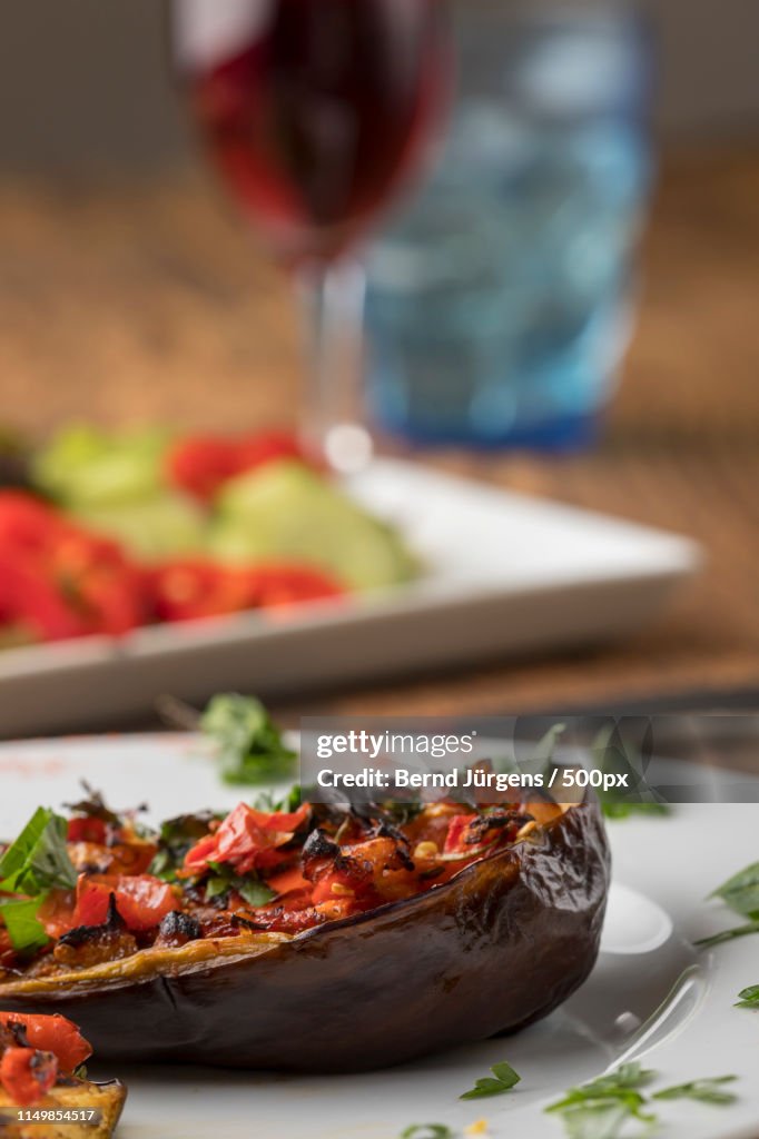 Grilled Stuffed Aubergine A Turkish Dish