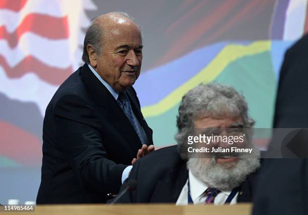 Chuck Blazer, FIFA member and Presedent of FIFA, Joseph S.Blatter during the 61st FIFA Congress at Hallenstadion on June 1, 2011 in Zurich,...