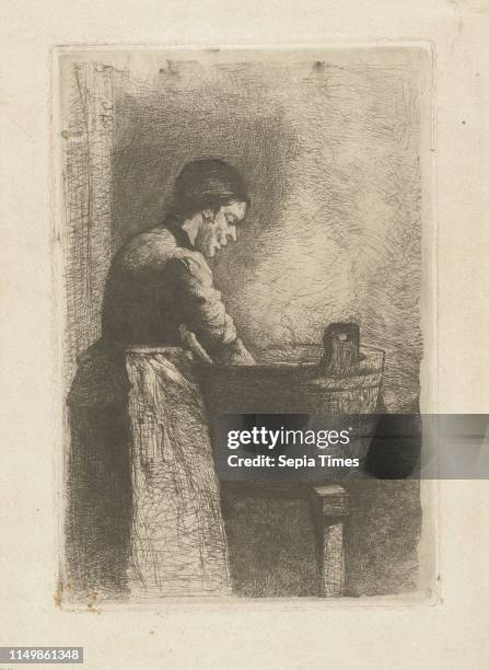 Woman at a washtub, Gerard Jan Bos, 1882