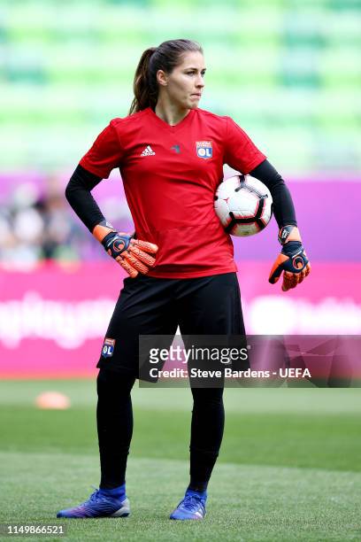 Lisa Weiss of Olympique Lyonnais Women takes part in a training session during previews ahead of the UEFA Women's Champions League Final between...