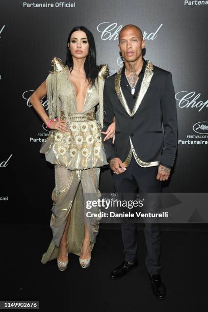 Andreea Sasu and Jeremy Meeks attend the Chopard Love Night photocall on May 17, 2019 in Cannes, France.