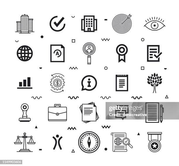 maintaining core values line style vector icon set - great customer service stock illustrations