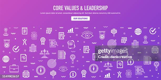 core values & leadership outline style web banner design - following rules stock illustrations