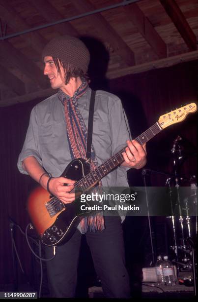 American Rock musician Izzy Stradlin plays guitar during a rehearsal with his band, Izzy Stradlin and the Ju Ju Hounds, Chicago, Illinois May 15,...