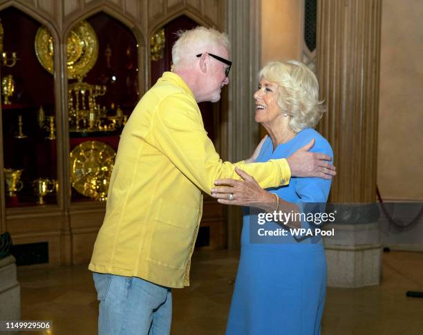 Camilla, Duchess of Cornwall meets Chris Evans at the live broadcast of the final of BBC Radio 2's 500 Words creative writing competition at Windsor...