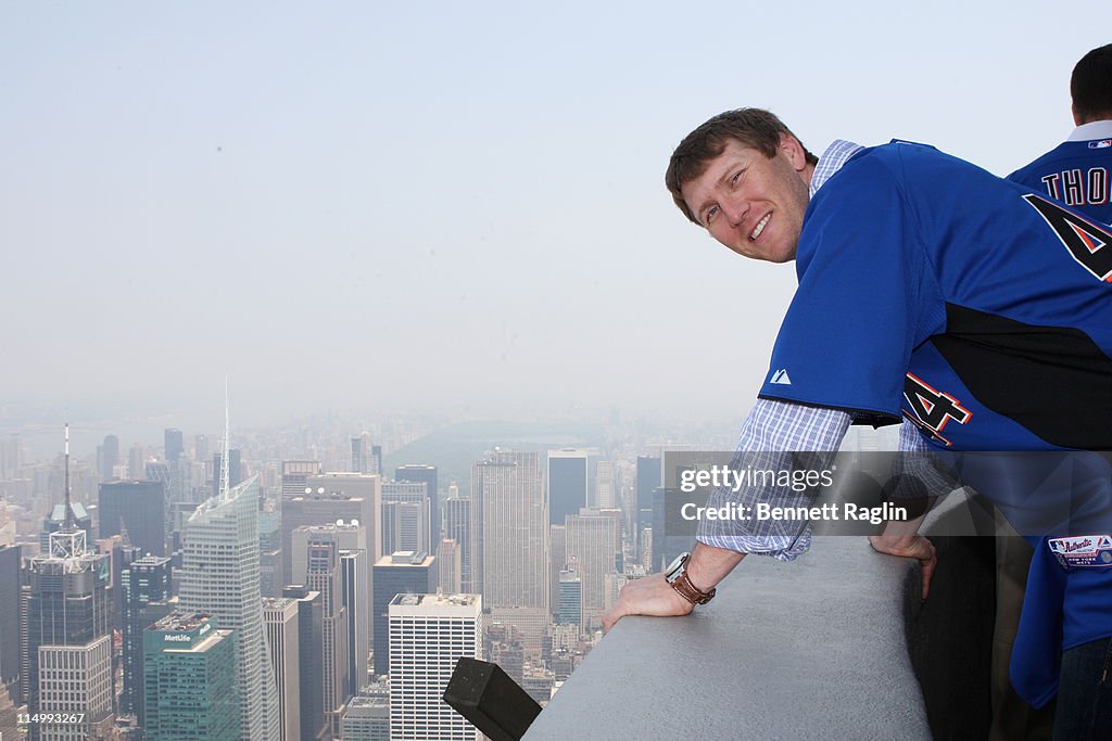 New York Mets & Representatives Of The U.S. Armed Forces Light The Empire State Building For Teammates In The Community Week