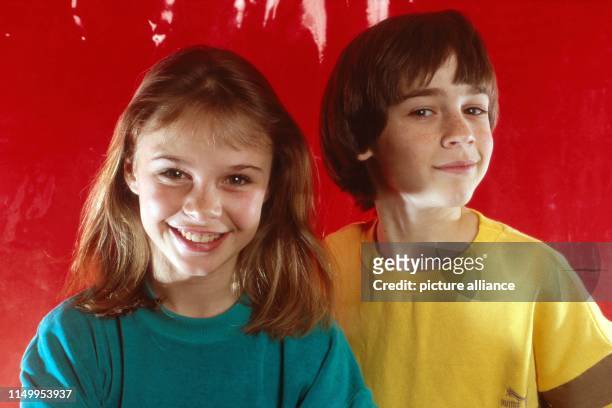 Tami Stronach und Barret Oliver aus dem Spielfilm "Die unendliche Geschichte", in München, Deutschland 1984. Child actors Tami Stronach and Barret...
