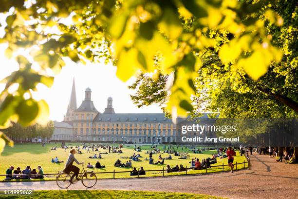 people relaxing at the hofgarten (court garden) - bonn stock pictures, royalty-free photos & images