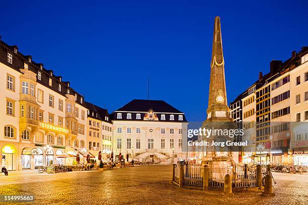 market square and historic town hall (dusk) - bonn stock pictures, royalty-free photos & images