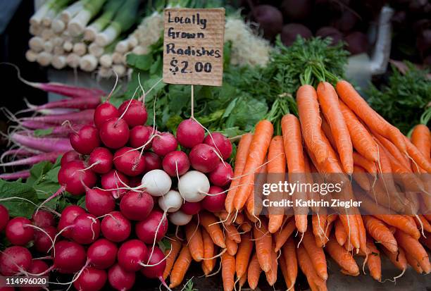 locally grown radishes and carrots, tasmania - hobart ストックフォトと画像