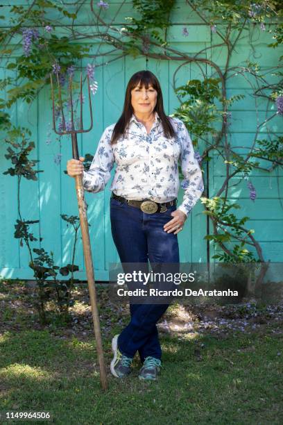 Actress Anjelica Huston is photographed for Los Angeles Times on April 23, 2019 in Three Rivers, California. PUBLISHED IMAGE. CREDIT MUST READ:...