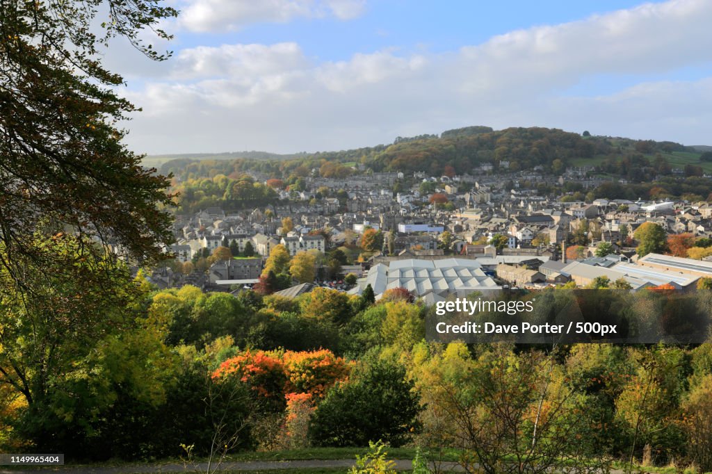 Autumn View Over Kendal Town From Kendal Castle, Cumbria, Englan