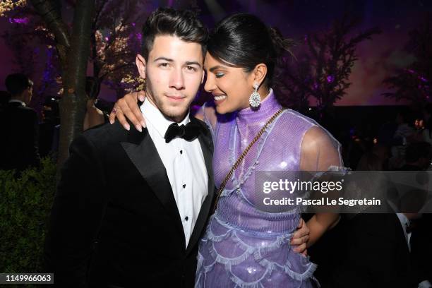 Nick Jonas and Priyanka Chopra attend the Chopard Love Night dinner on May 17, 2019 in Cannes, France.
