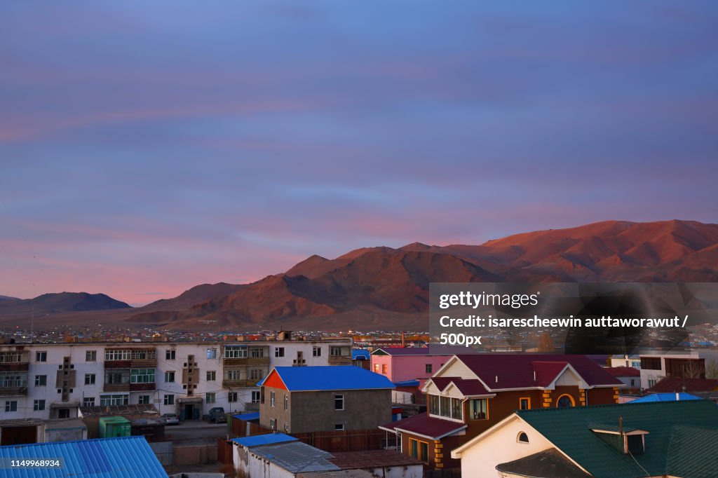 Colorful Houses Of The Village On Ulgii City, Mon