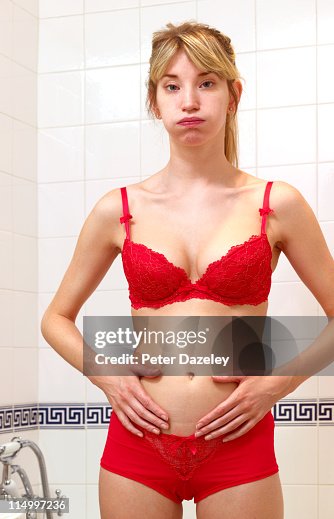 Woman with flatulence Woman with flatulence