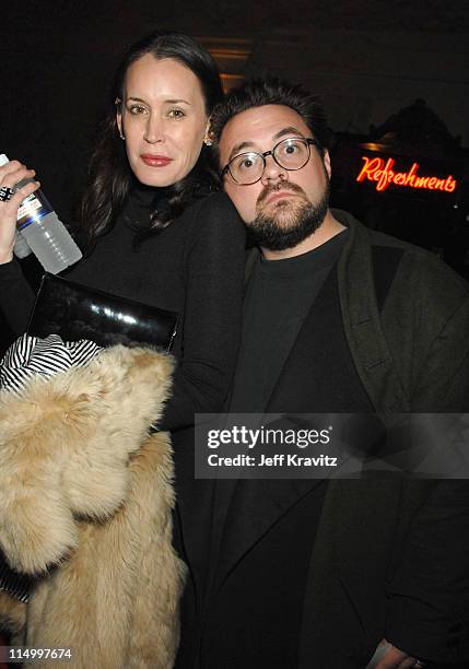 Jennifer Schwalbach Smith and Kevin Smith during "Grindhouse" Los Angeles Premiere - After Party in Los Angeles, California, United States.