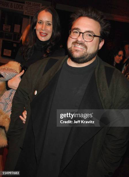 Jennifer Schwalbach Smith and Kevin Smith during "Grindhouse" Los Angeles Premiere - After Party in Los Angeles, California, United States.