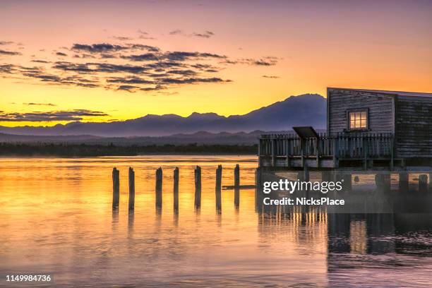 okarito sunrise - greymouth stock-fotos und bilder