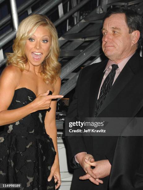 Kelly Ripa and Jerry Mathers during 5th Annual TV Land Awards - Backstage at Barker Hangar in Santa Monica, California, United States.
