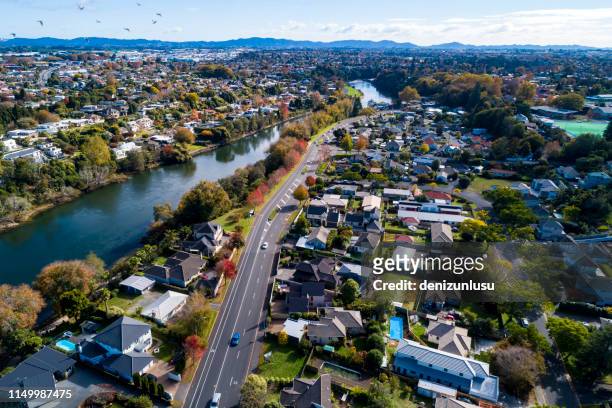 hamilton aerial view - new zealand stock pictures, royalty-free photos & images