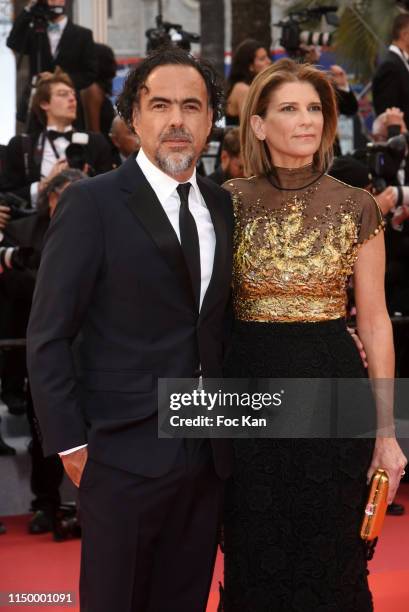 Director Alejandro González Iñárritu and Maria Hagerman attend the screening of "Pain And Glory " during the 72nd annual Cannes Film Festival on May...