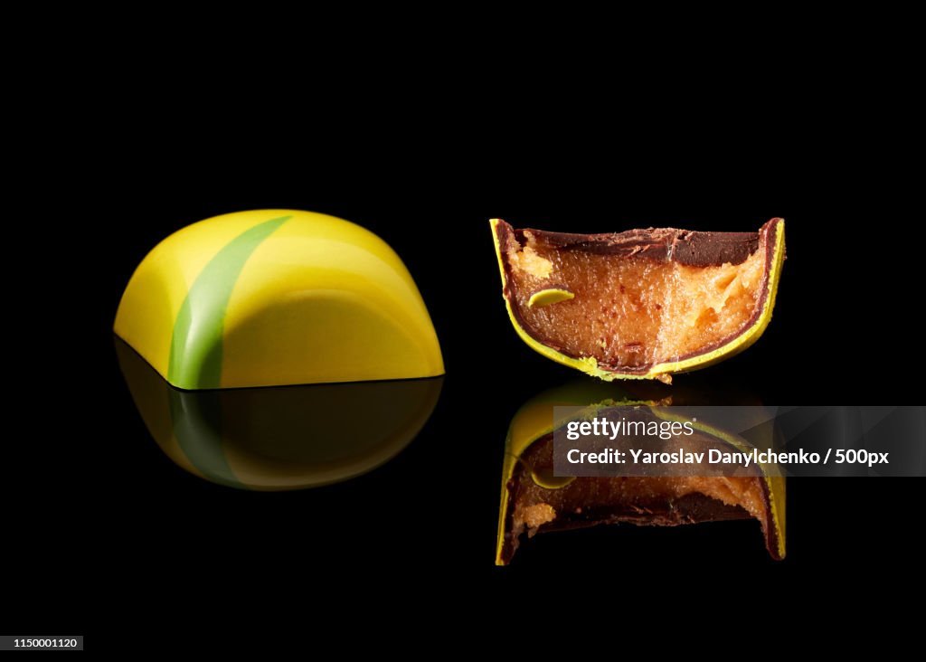 Chocolate Candy On Black Background
