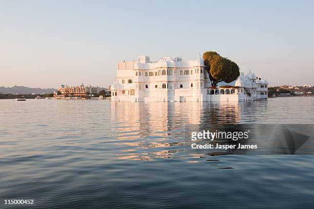 the lake palace hotel at udaipur,india - lake palace stockfoto's en -beelden