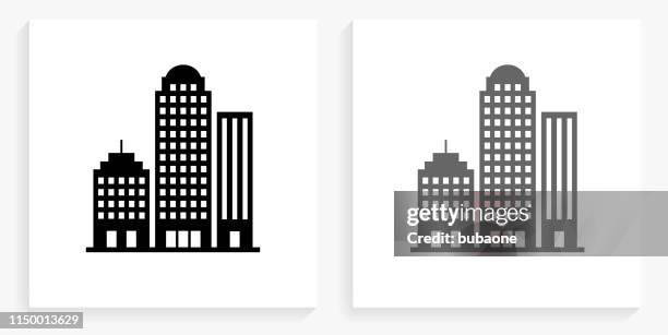 office building black and white square icon - mixed use building icon stock illustrations