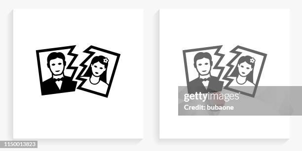 divorce black and white square icon - divorce stock illustrations