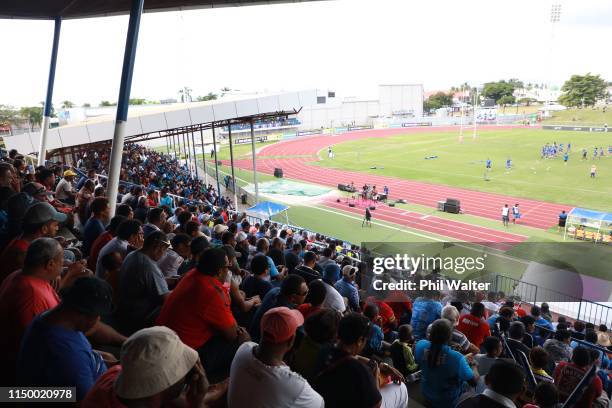 Crowd enjoy the game during the Rapid Rugby match between Fijian Latui and Kagifa Samoa at Churchill Park on May 18, 2019 in Nadi, Fiji.
